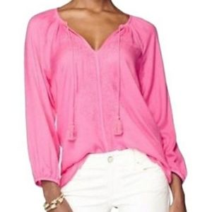 Lilly Pulitzer Hotty Pink Embroidered Etta Blouse